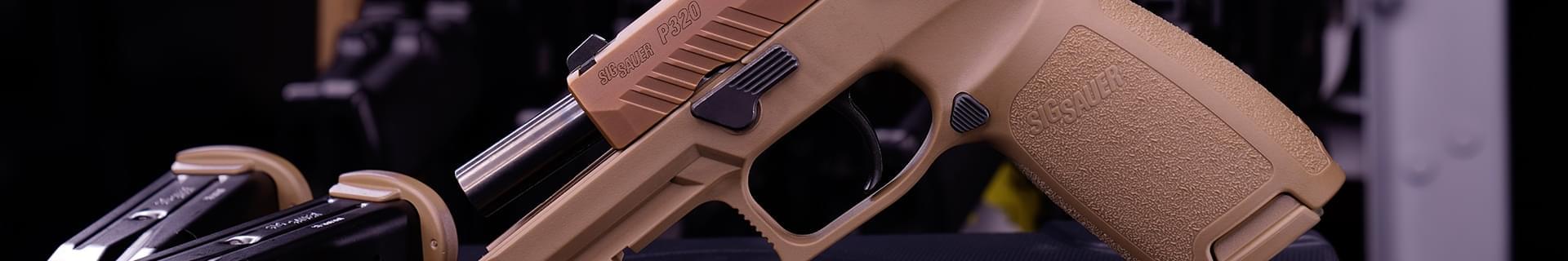 Sig handgun with magazines
